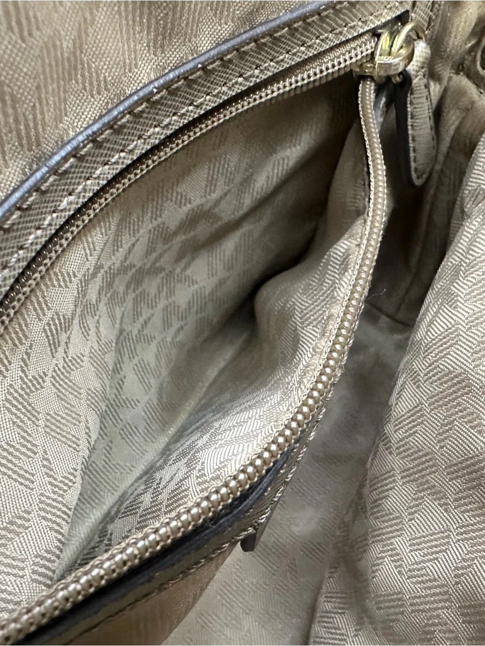 Michael Kors Gray-Taupe Crossbody Bag with Chain Strap